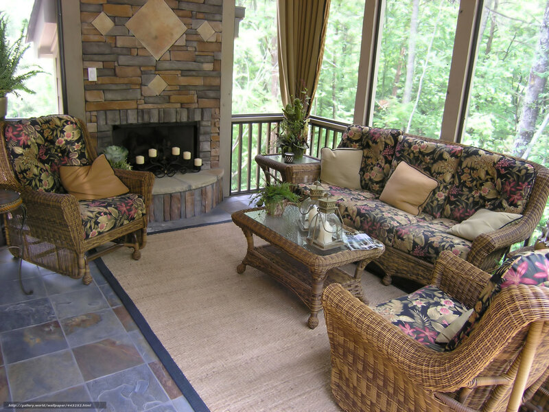 Cozy screened porch seating