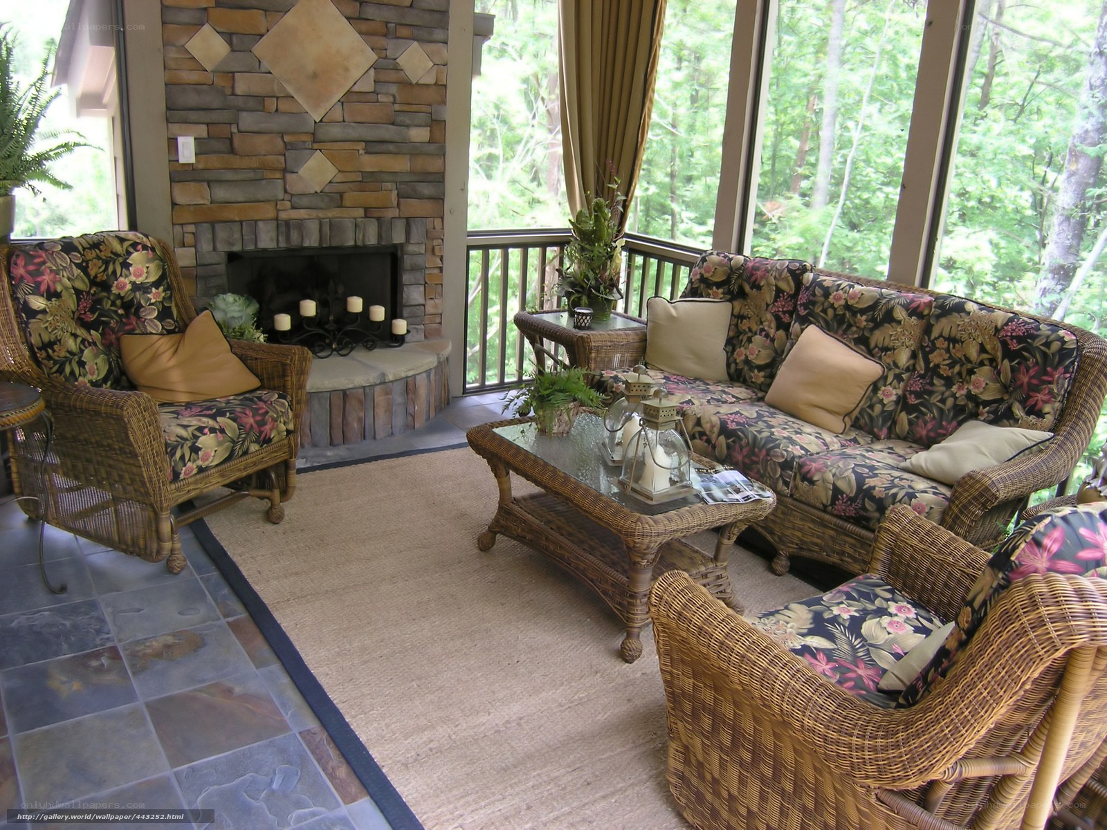 Cozy screened porch seating