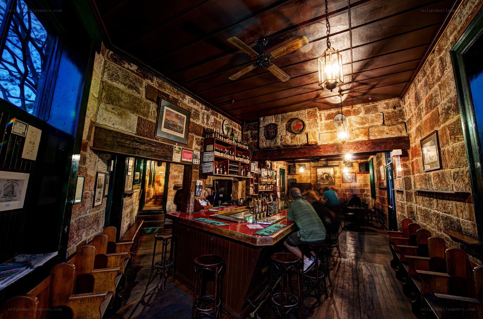 cozy stone-walled pub interior