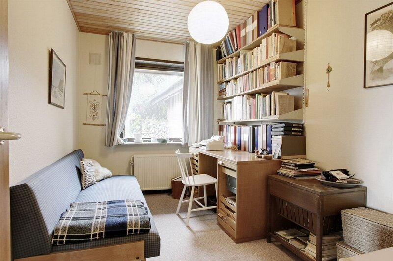 cozy study room with bookshelf