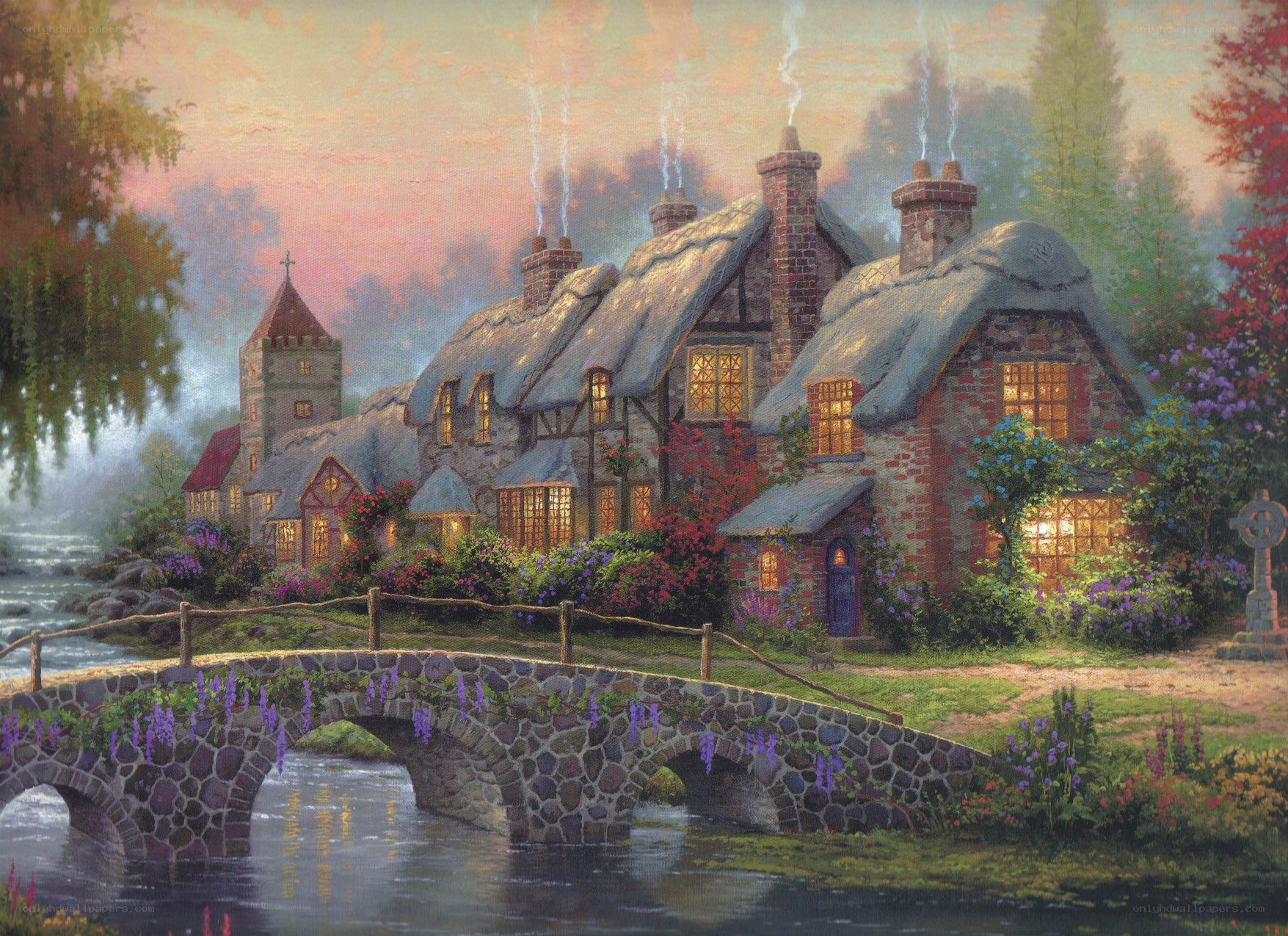Cozy village by the river