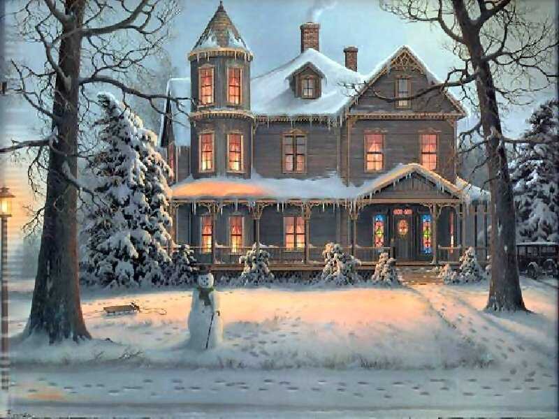 Cozy winter house scene