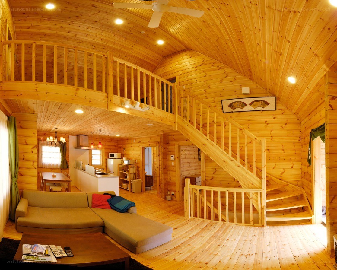 Cozy wooden cabin interior