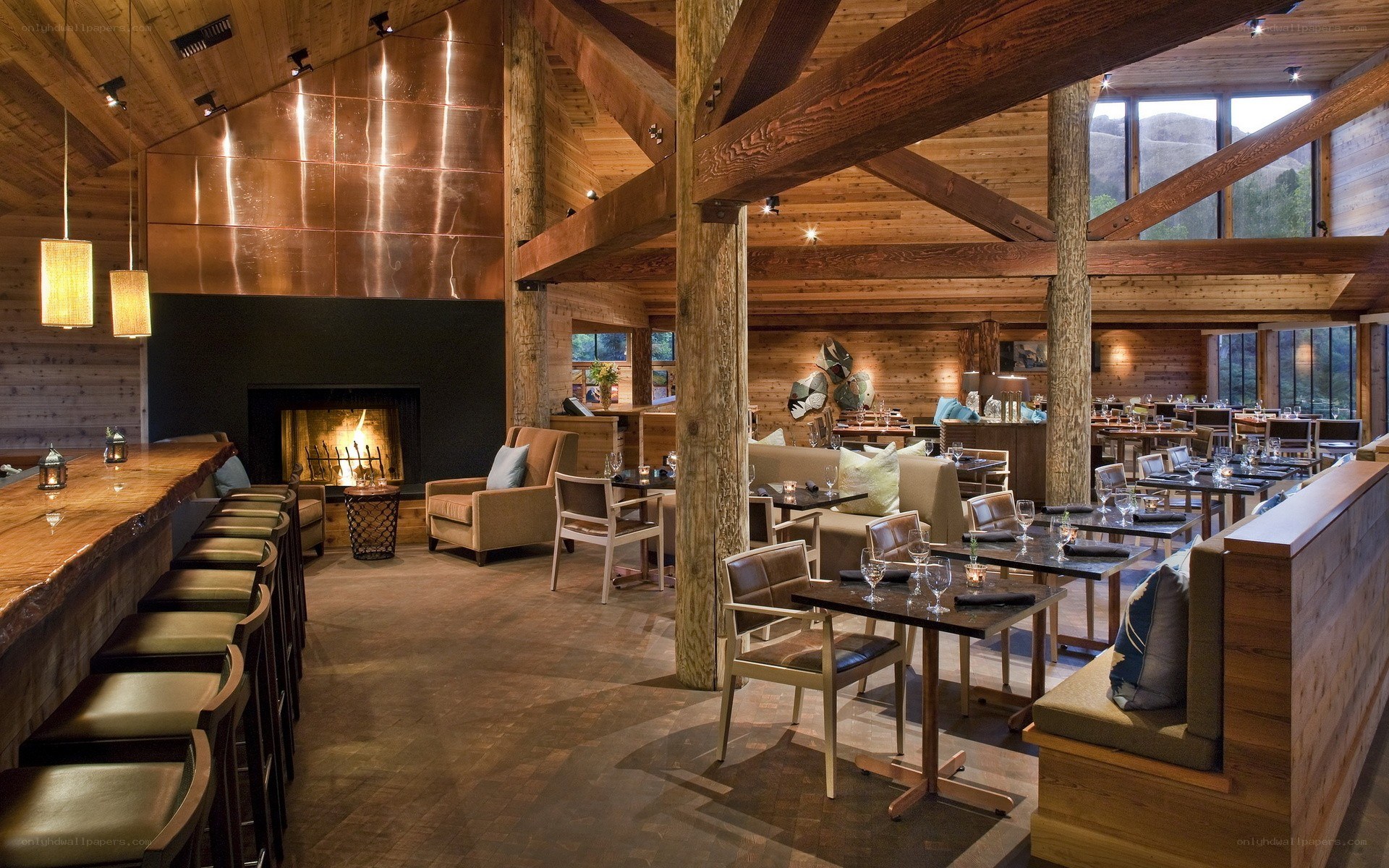 cozy wooden restaurant interior