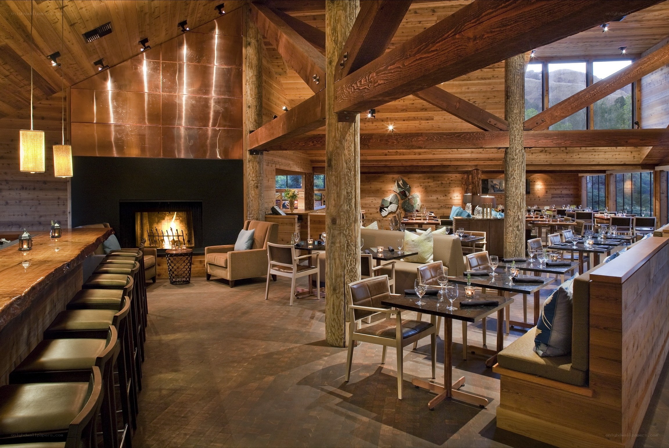 cozy wooden restaurant interior