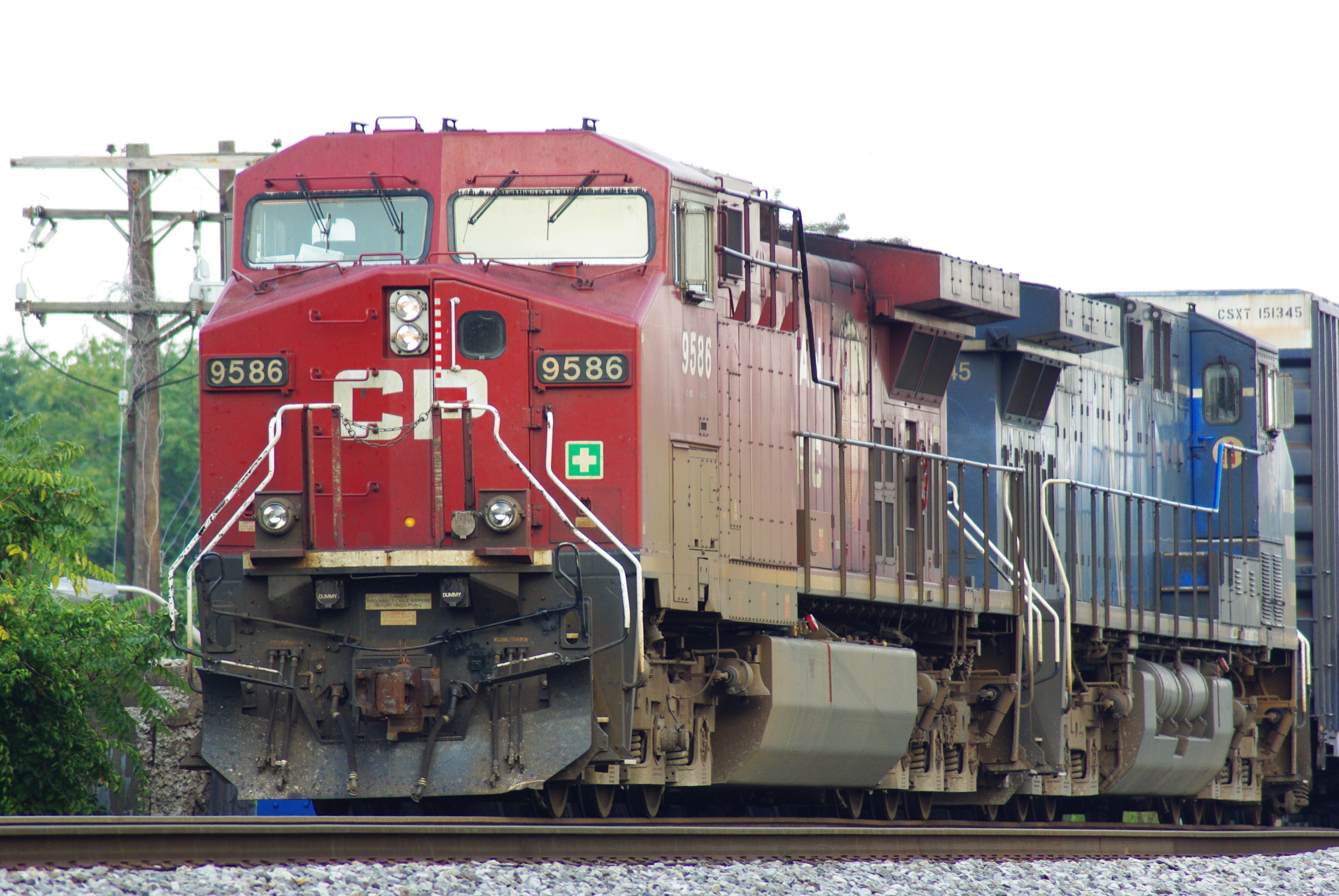 CP train locomotive on tracks