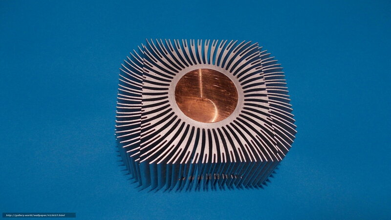 CPU heatsink on blue background