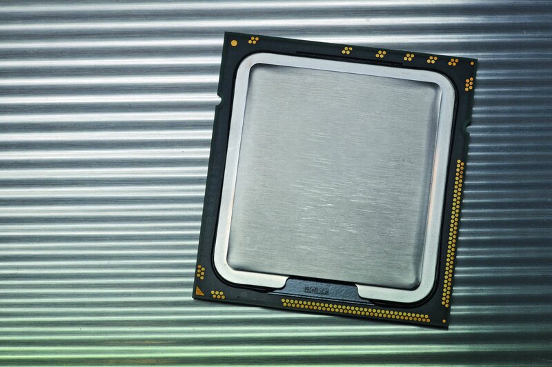 CPU processor on metal surface