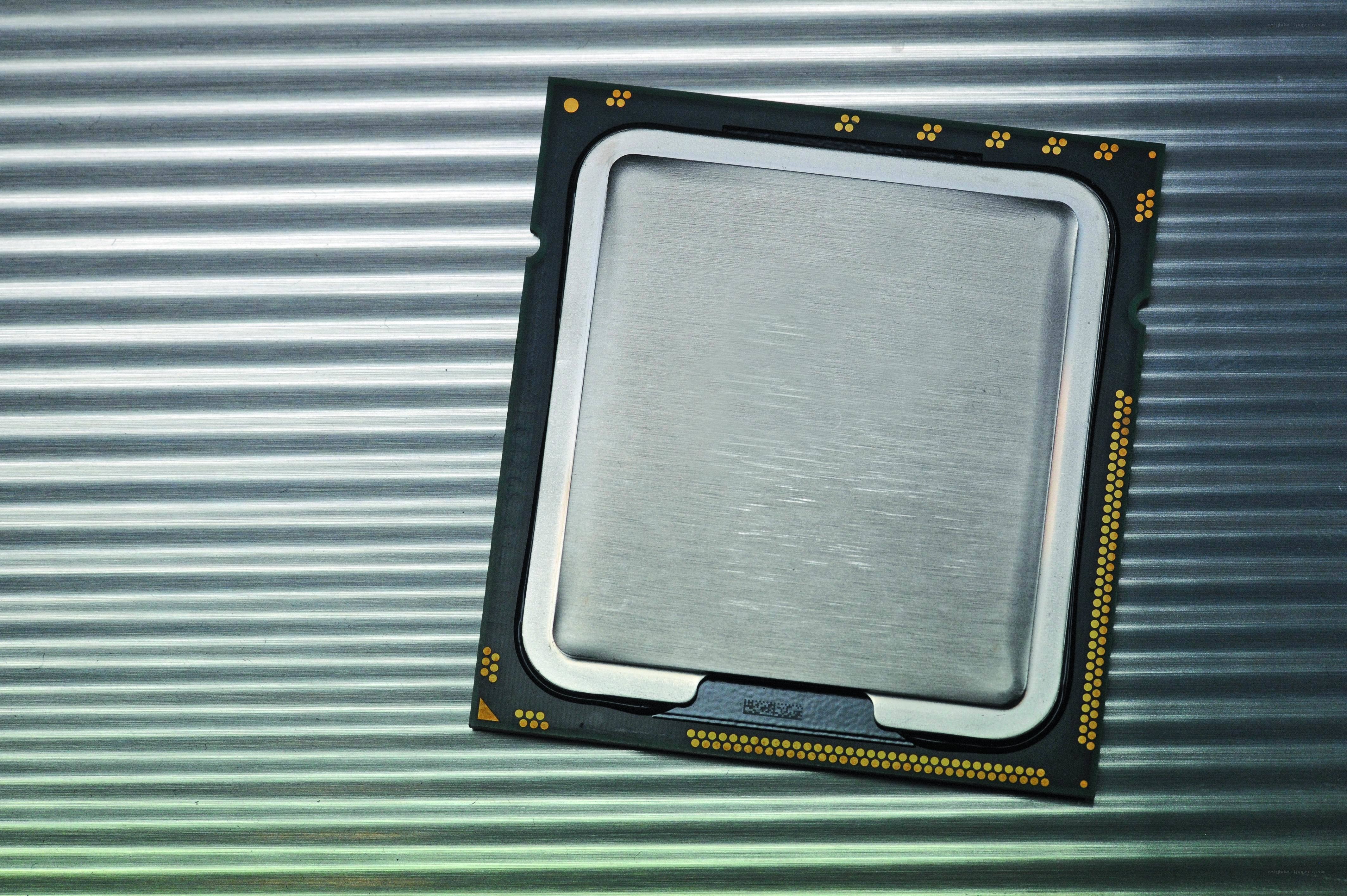 CPU processor on metal surface