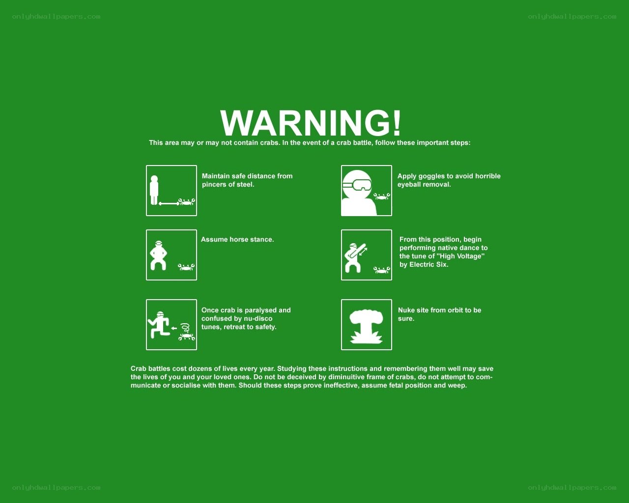 Crab battle warning guide
