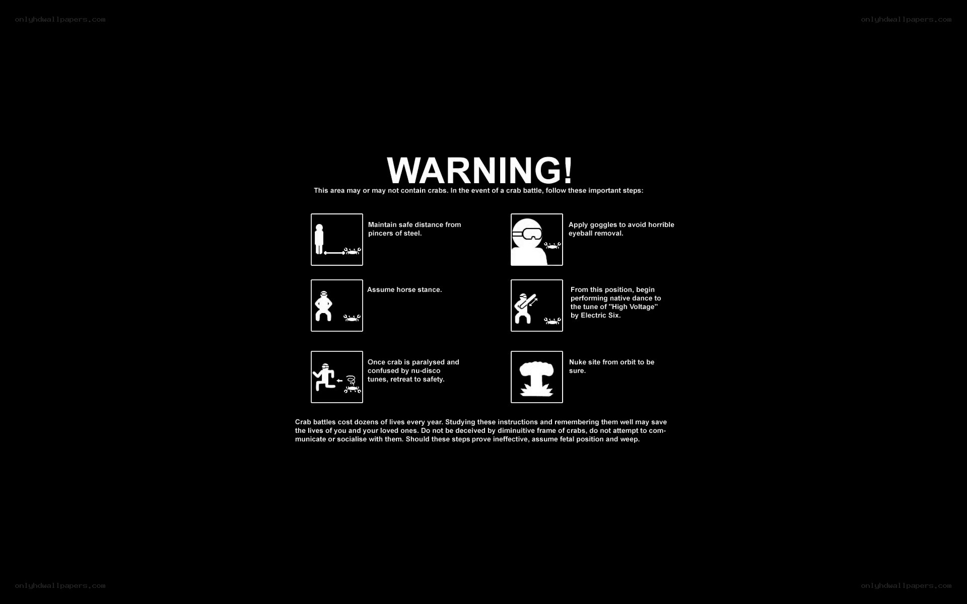 Crab battle warning instructions