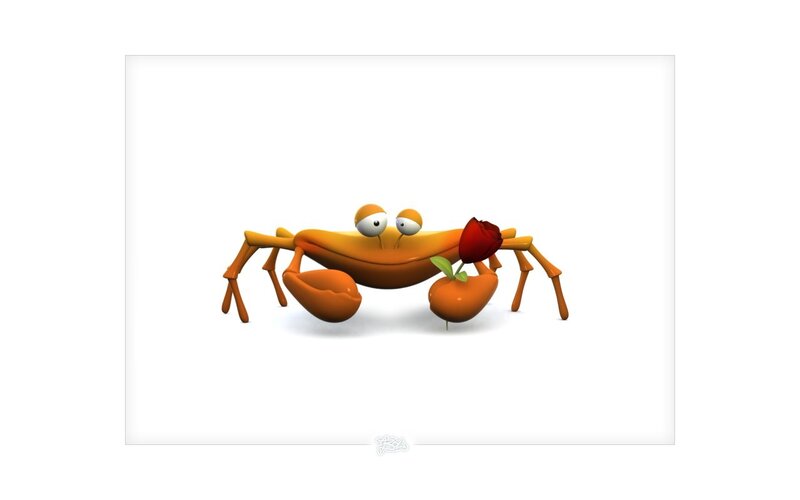 crab holding a rose