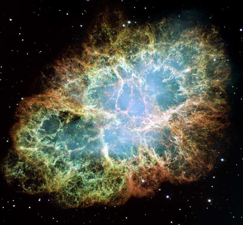 Crab Nebula — Blue, Cosmic, Photograph, Stars, Gas, Green