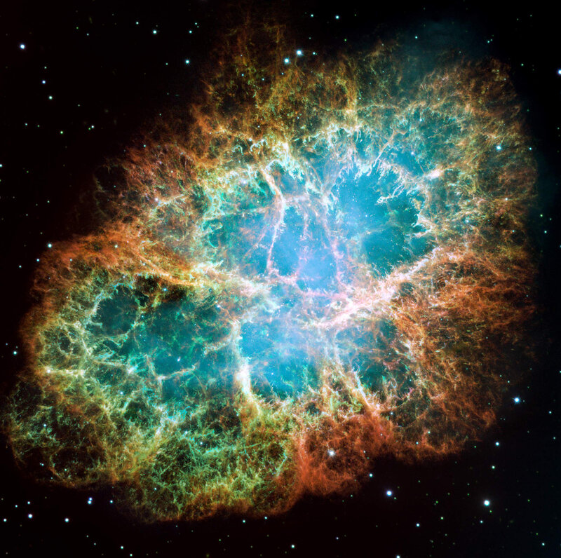 Crab Nebula — Blue, Dramatic, Photograph, Stars, Gas Clouds, Space, Orange