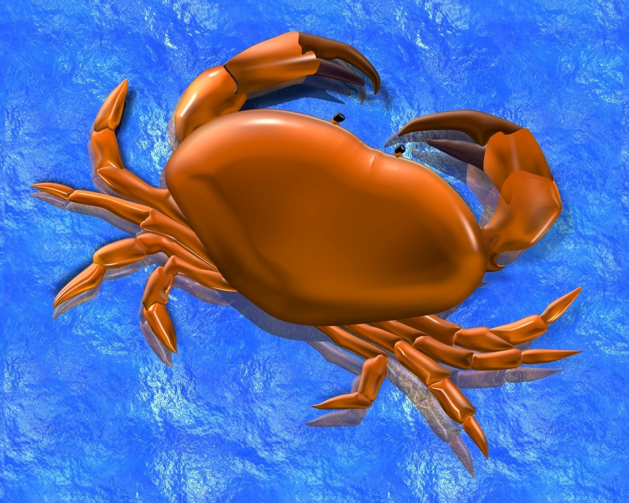 crab on blue background