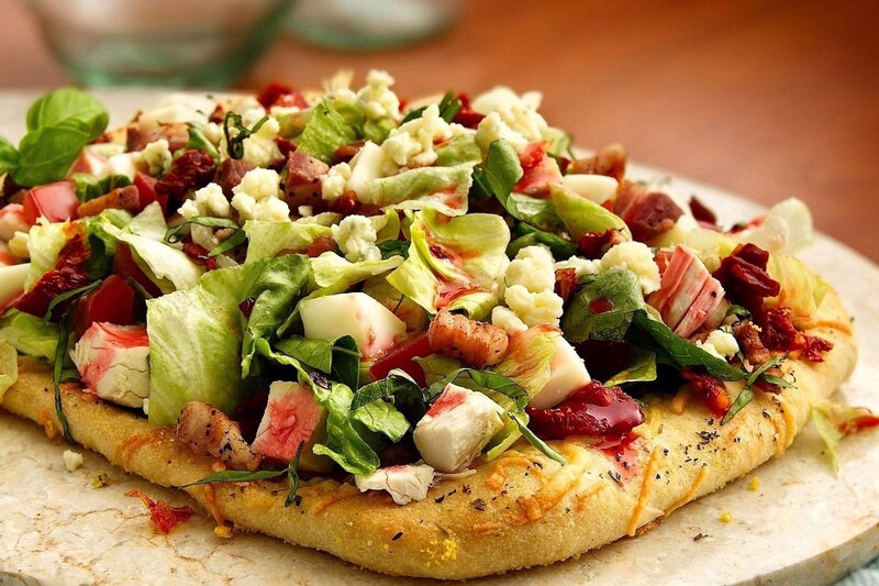 Crab Salad Pizza — Green, Appetizing, Photograph
