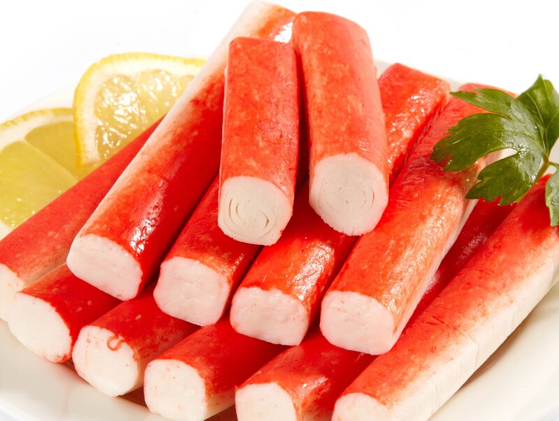 crab sticks with lemon and parsley