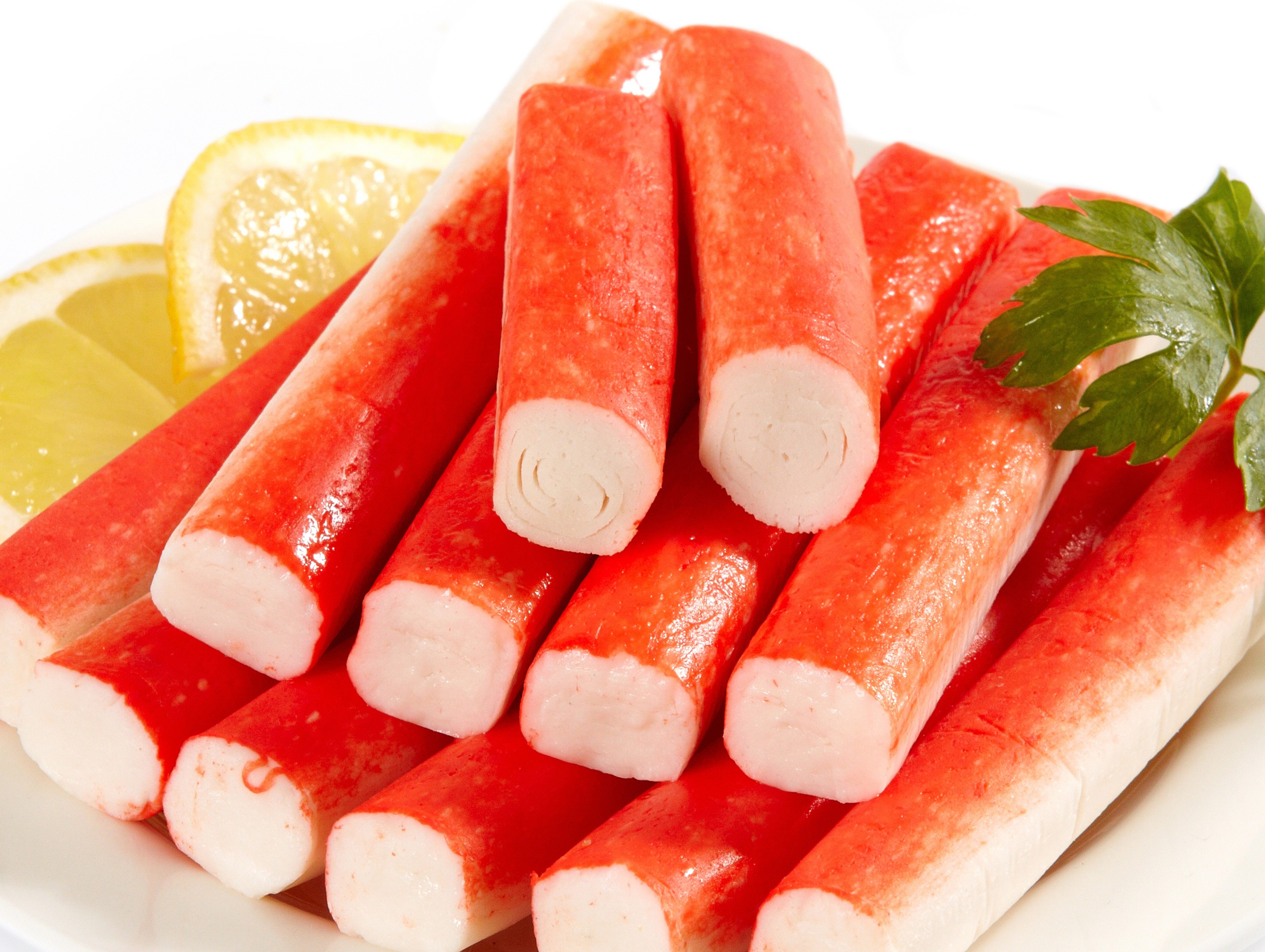 crab sticks with lemon and parsley