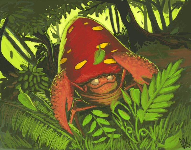 crab with mushroom cap