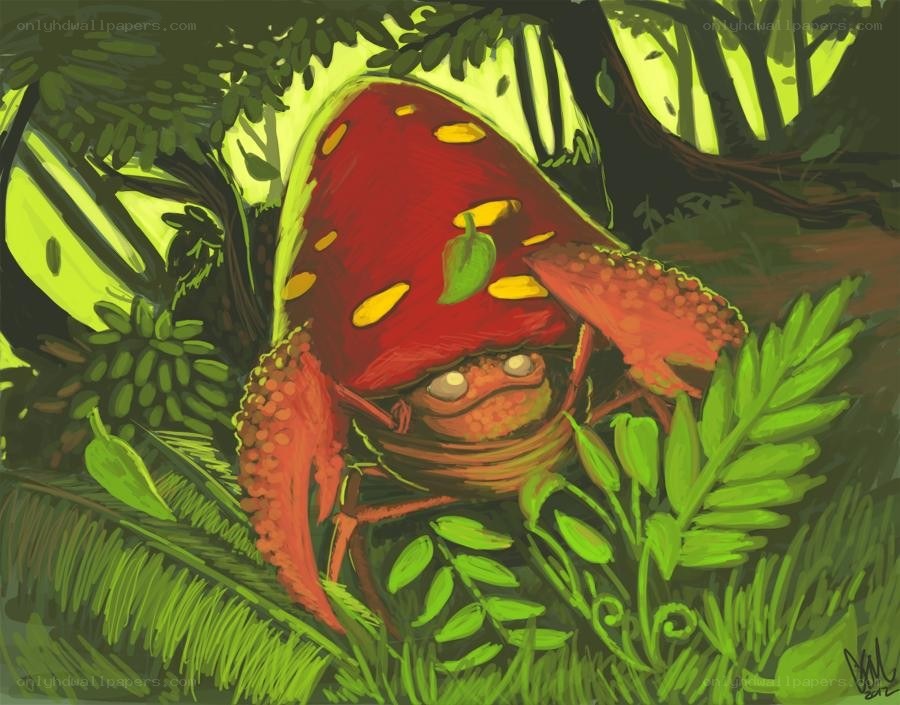 crab with mushroom cap