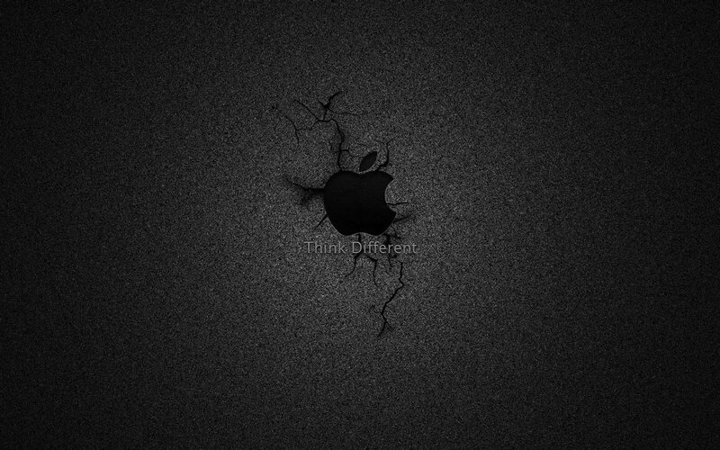 Cracked Apple Logo — Black, Dark, Dramatic