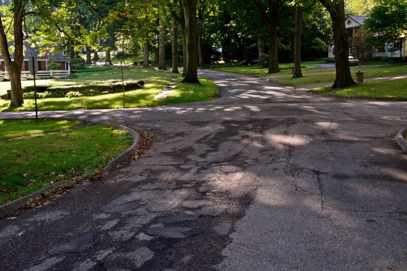 Cracked Asphalt Road — Green