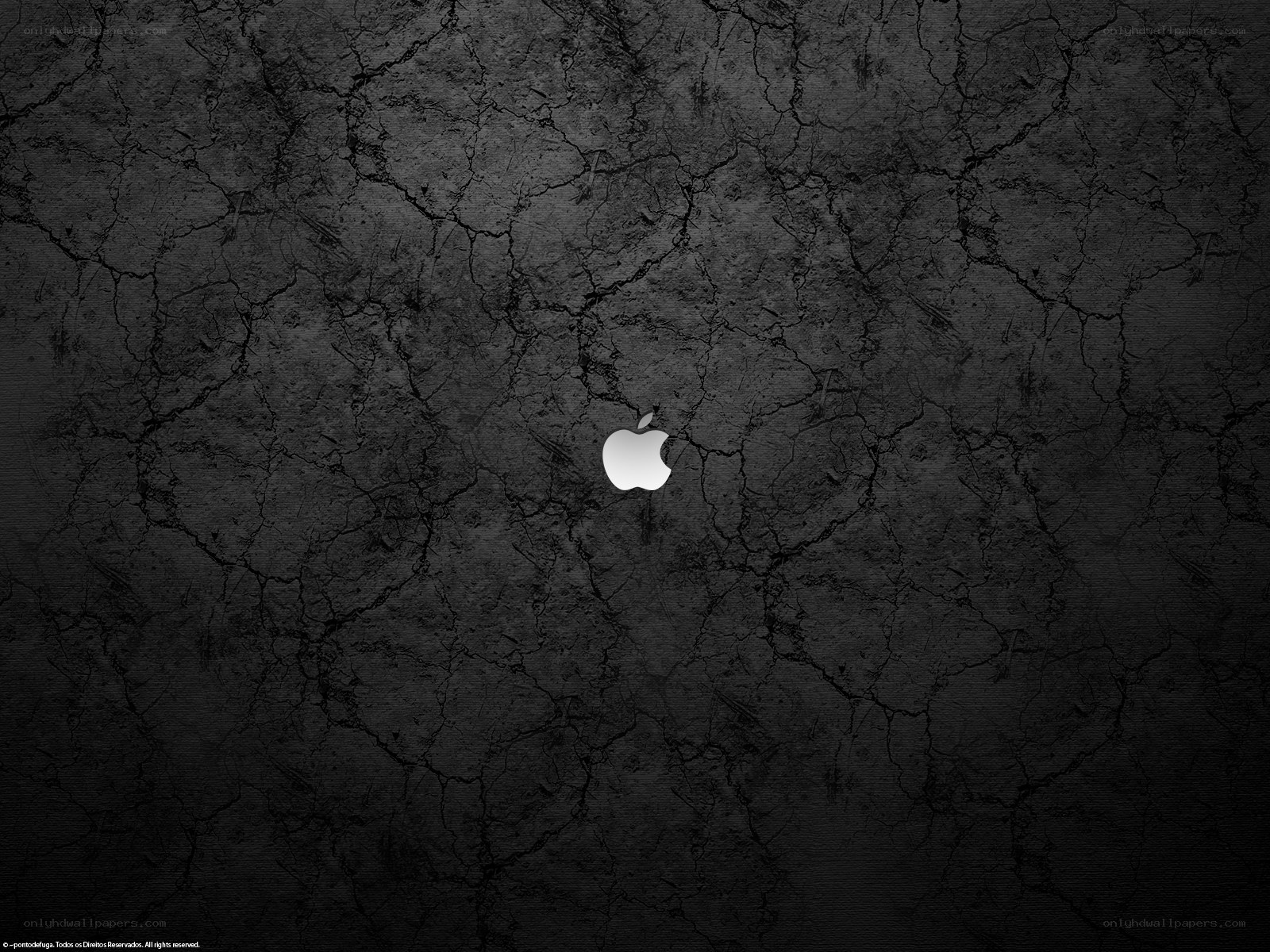 cracked black background with apple logo