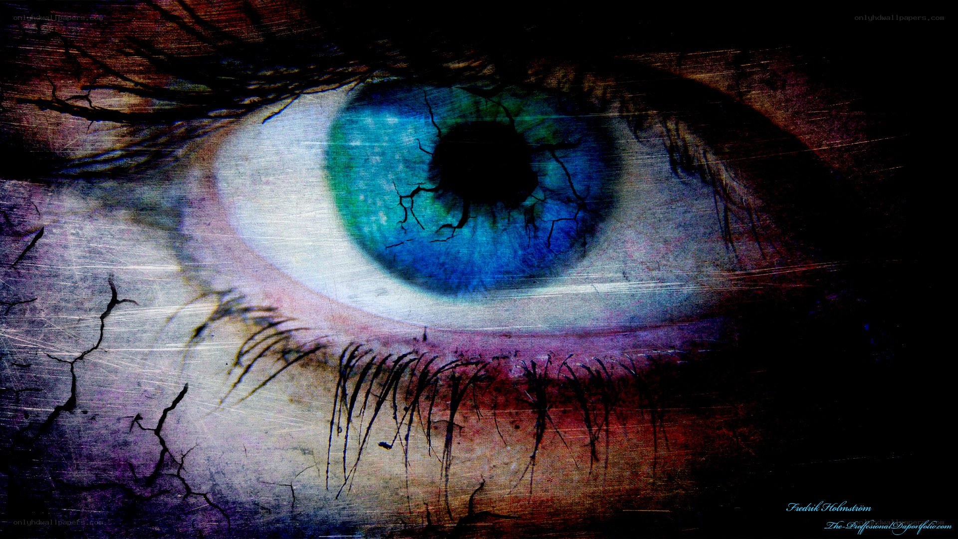 cracked blue eye art