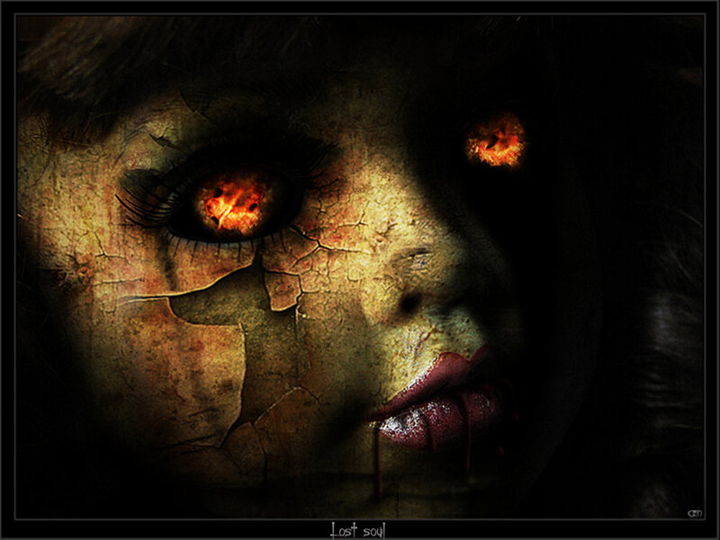 Cracked Doll Face — Black, Dark, Eerie
