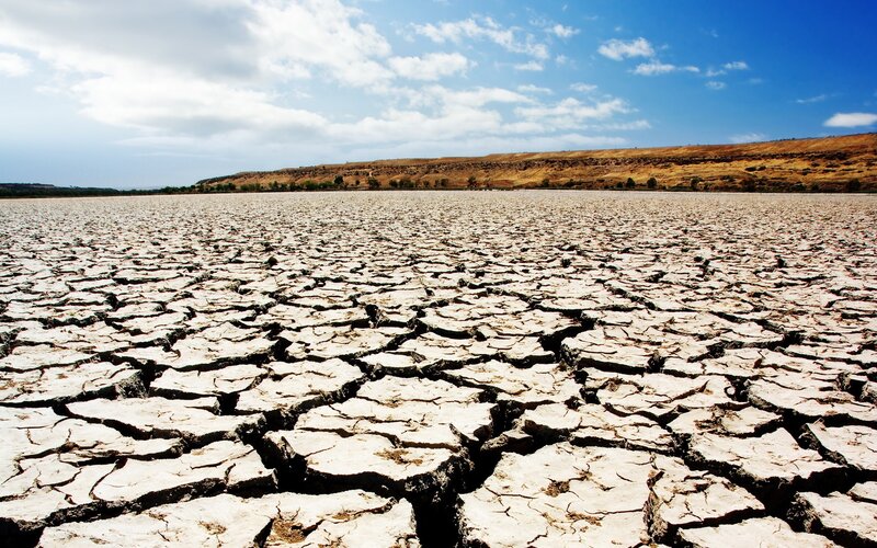 Cracked Dry Lake Bed — Brown, Arid, Afternoon, Photograph, Dry Soil