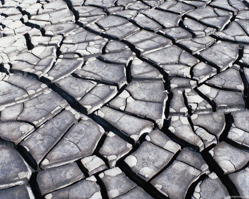 Cracked Dry Mud — Gray, Arid, Photograph, Cracks
