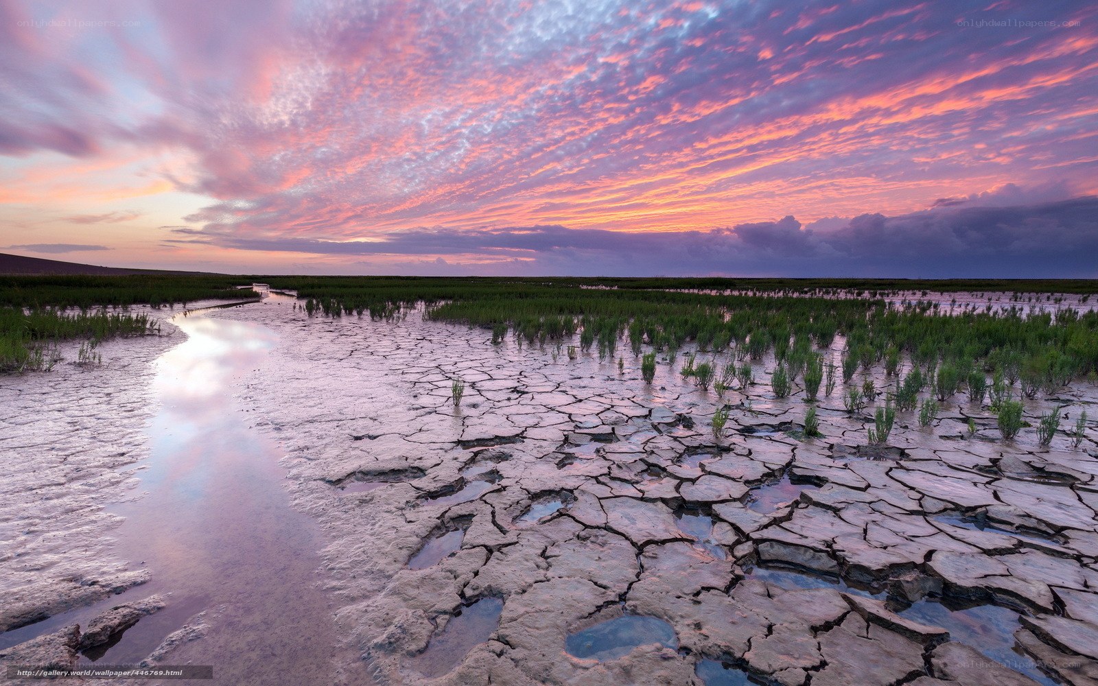 Cracked Earth at Sunset
