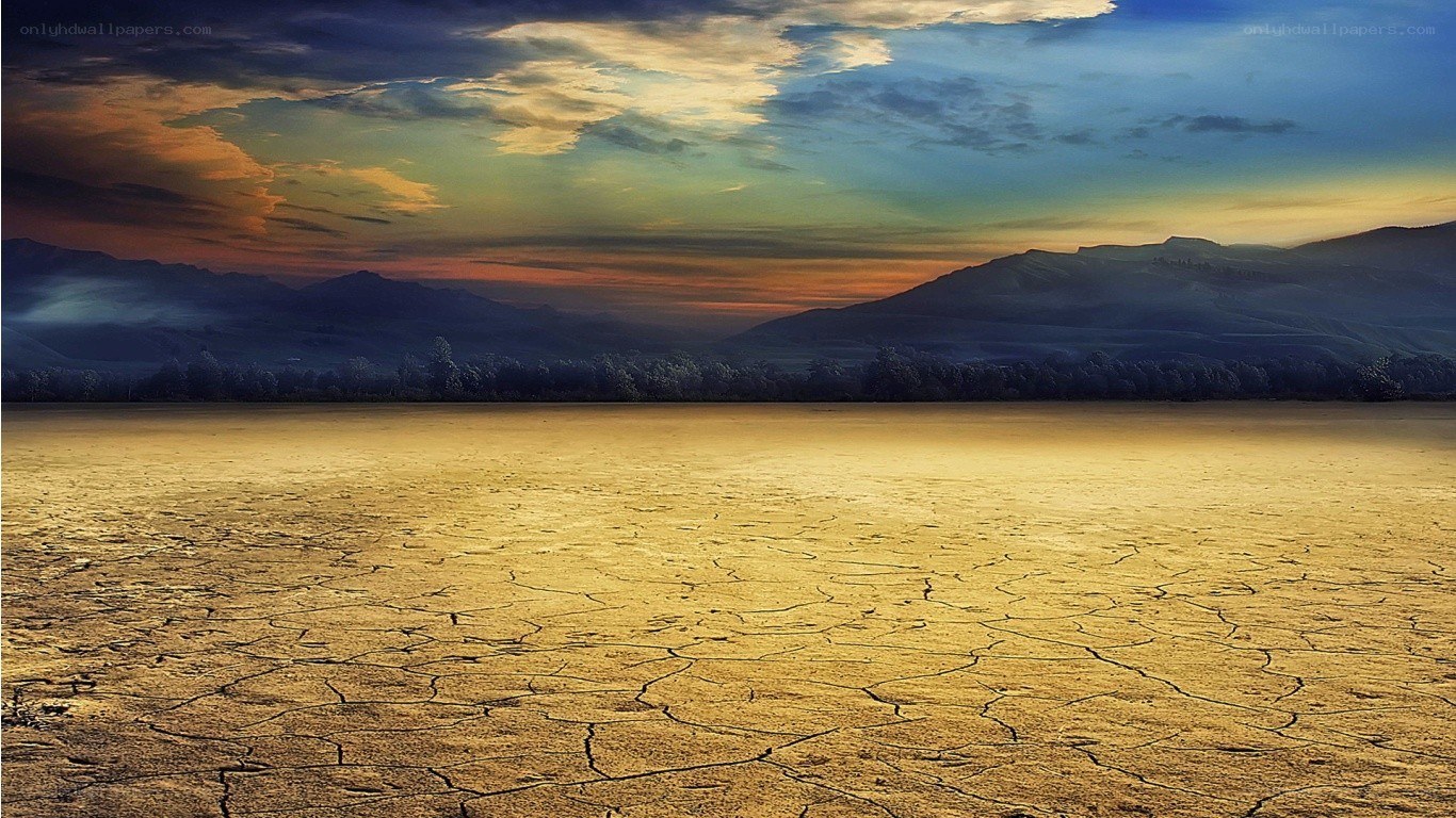 Cracked Earth at Sunset