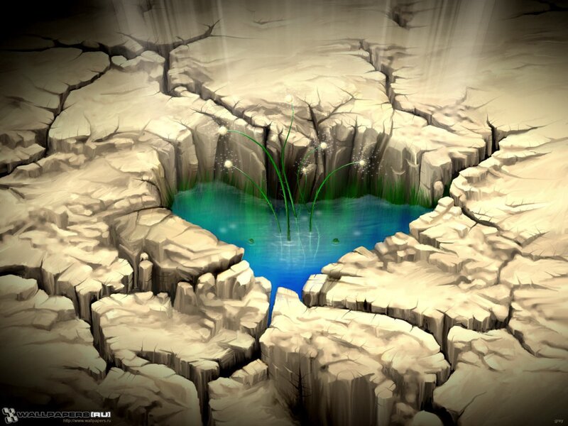 Cracked Earth with Pond