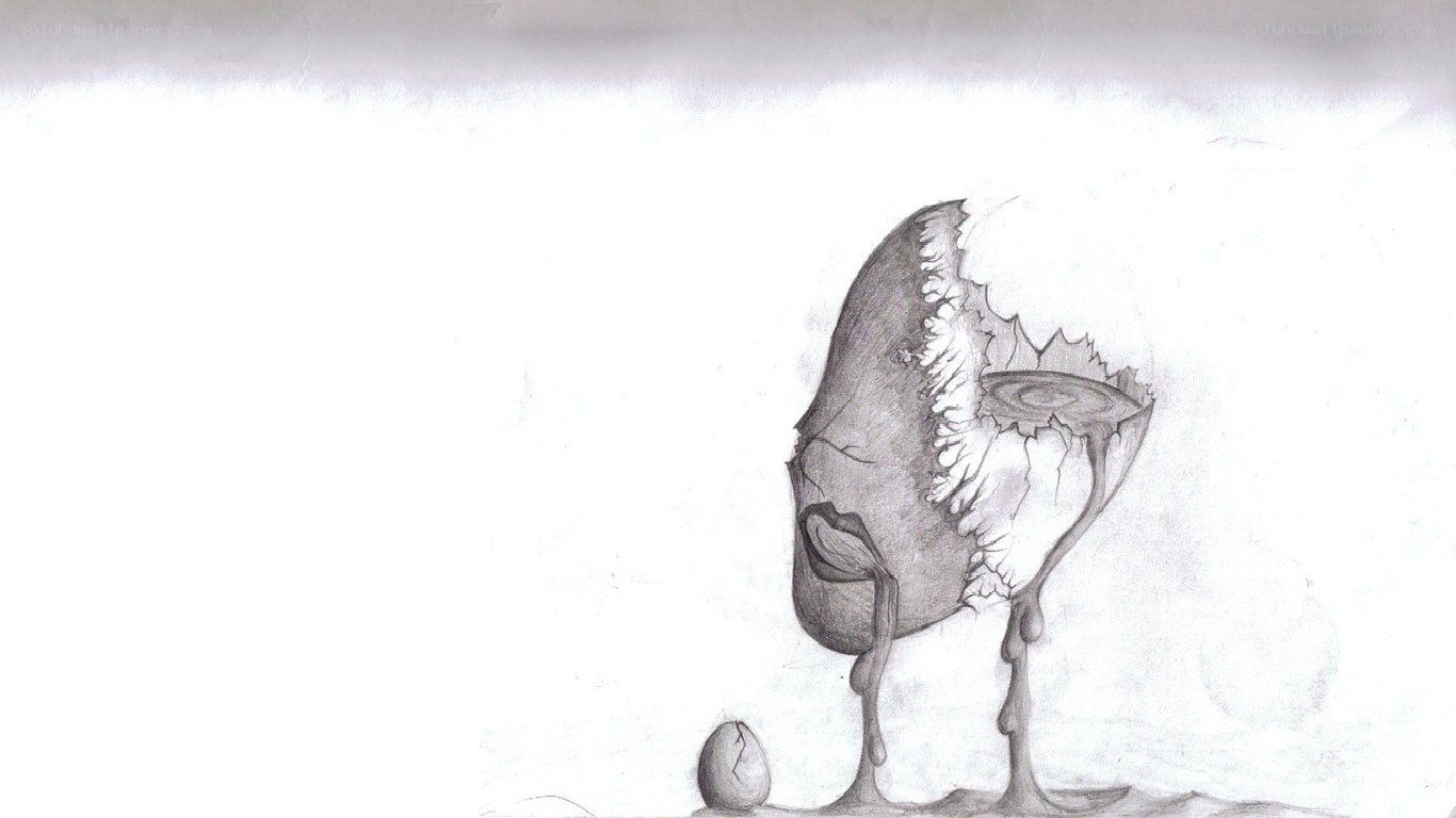 cracked egg head drawing