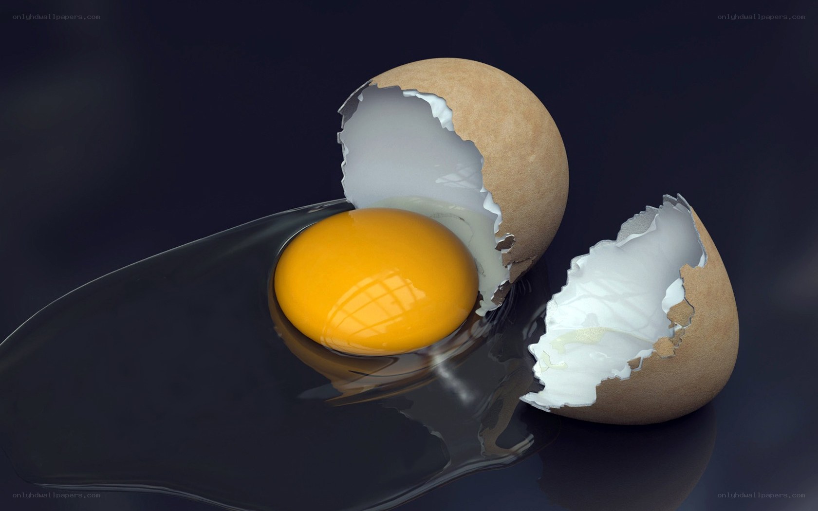 cracked egg on dark surface