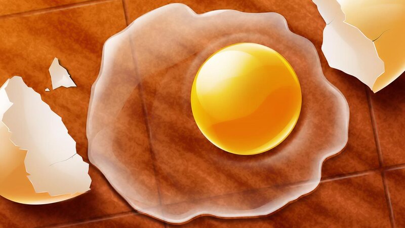 Cracked Egg on Tile — Brown
