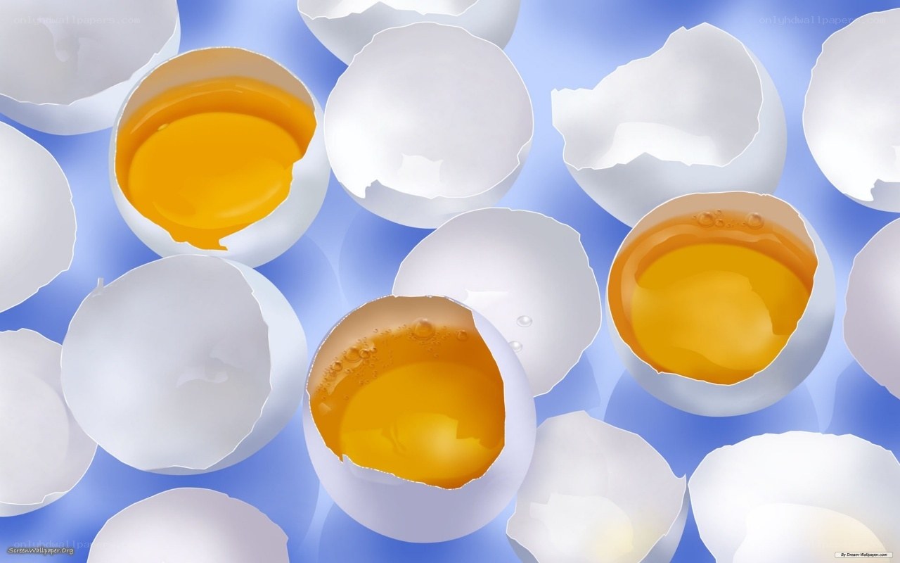 cracked eggs with yolks