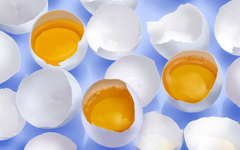Cracked Eggshells with Yolks