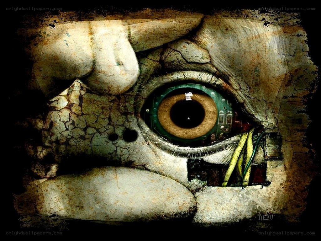 cracked eye with circuitry