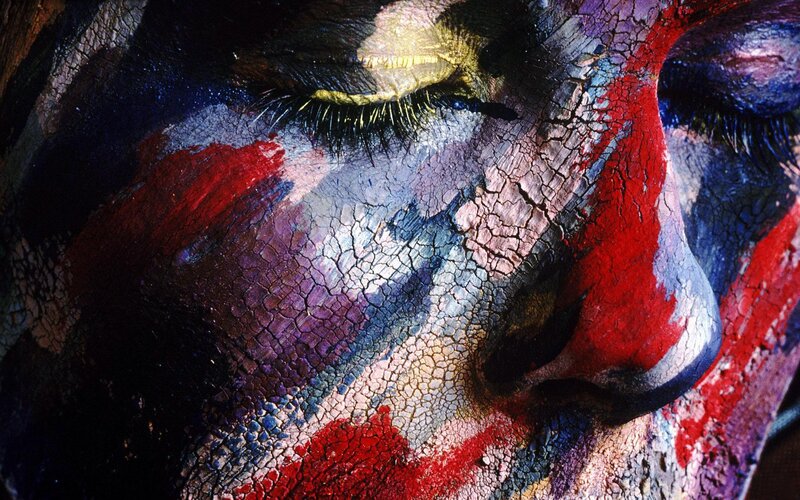 cracked face paint art