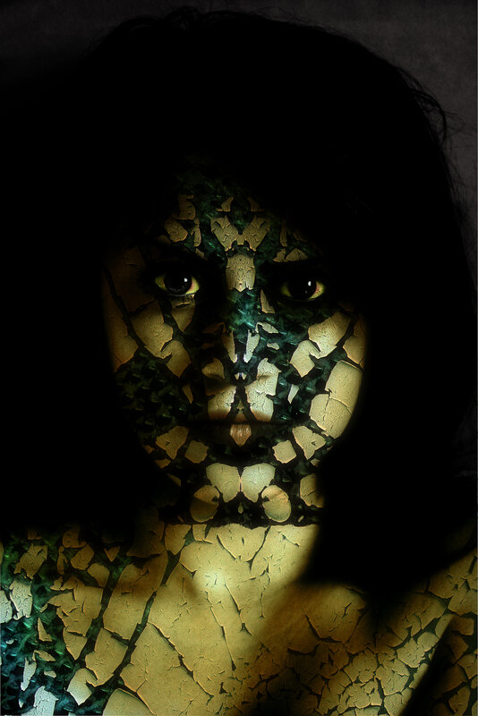 cracked face portrait