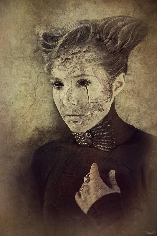 cracked face portrait
