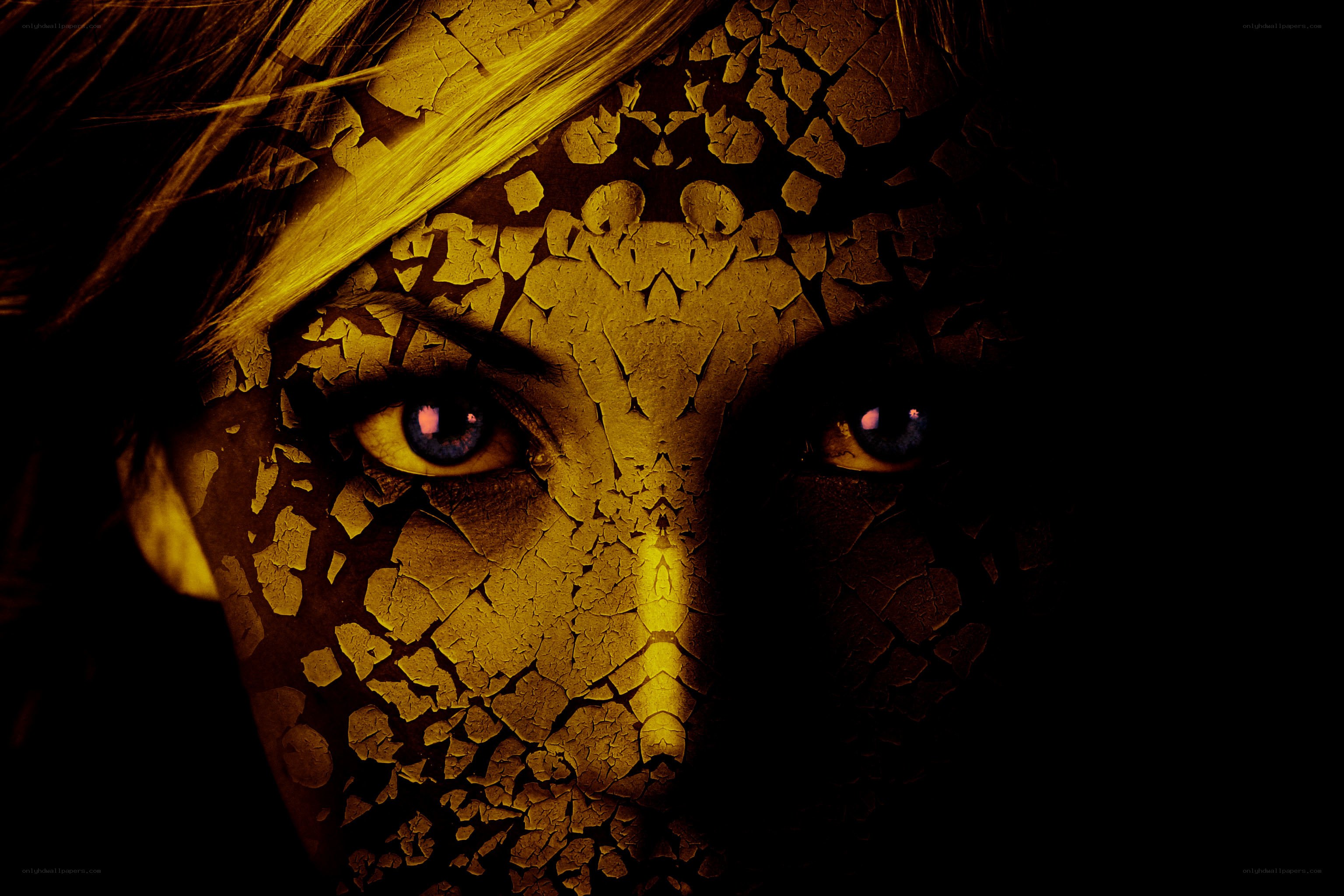 cracked face portrait
