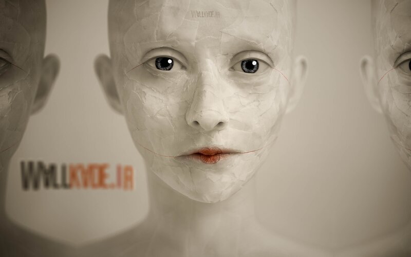 cracked face sculpture art