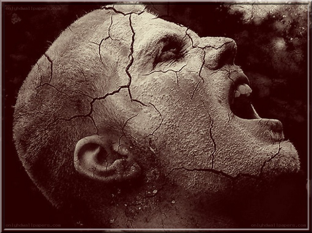 cracked face sculpture