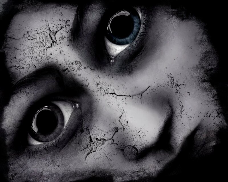 Cracked Face with Eyes