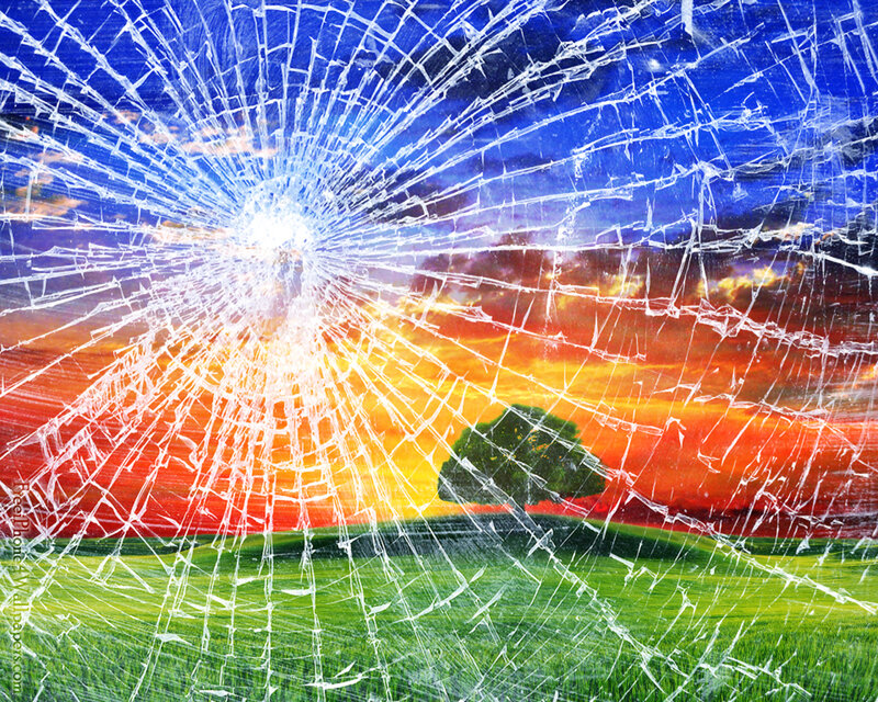 Cracked Glass over Landscape