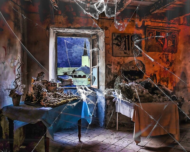 Cracked Glass over Room