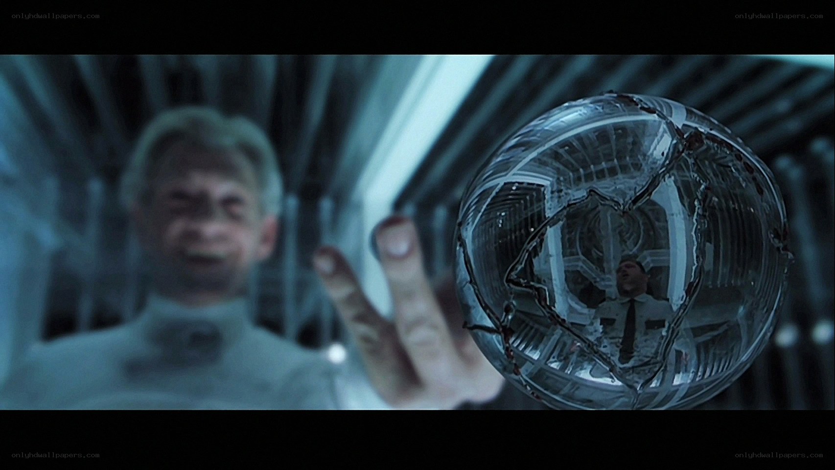 cracked glass sphere in lab